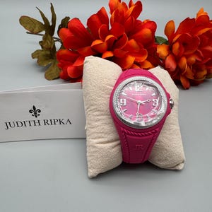 NIB - Judith Ripka Hot Pink Silicone Strap watch - NEW