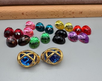 Joan Rivers 10 color Checkerboard Earrings Wardrobe with omega paddle back
