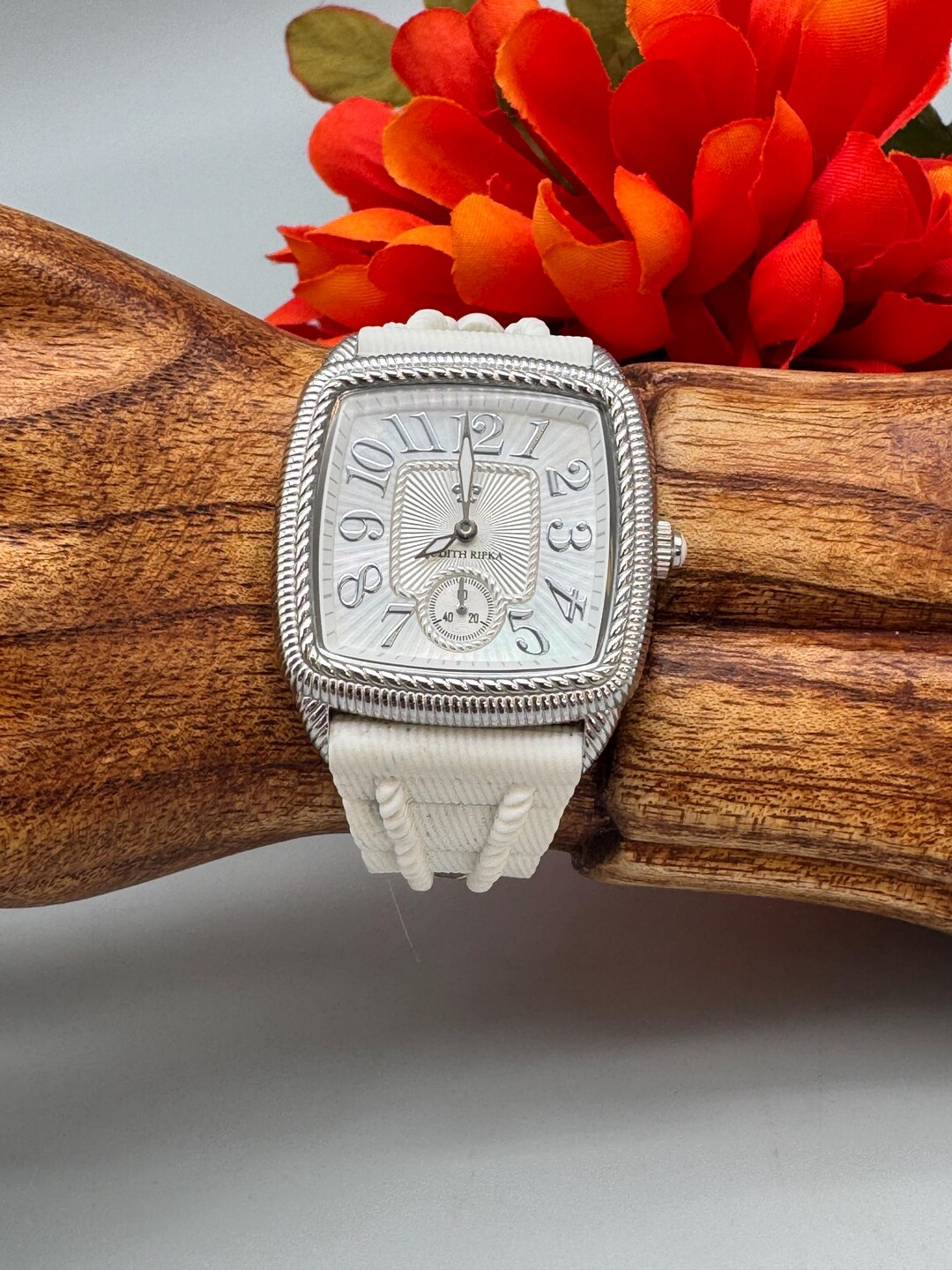 Judith Ripka Mother of Pearl Dial Stainless Steel White Silicone