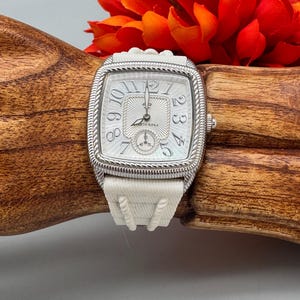 Judith Ripka Mother of Pearl Dial Stainless Steel White Silicone Band Watch