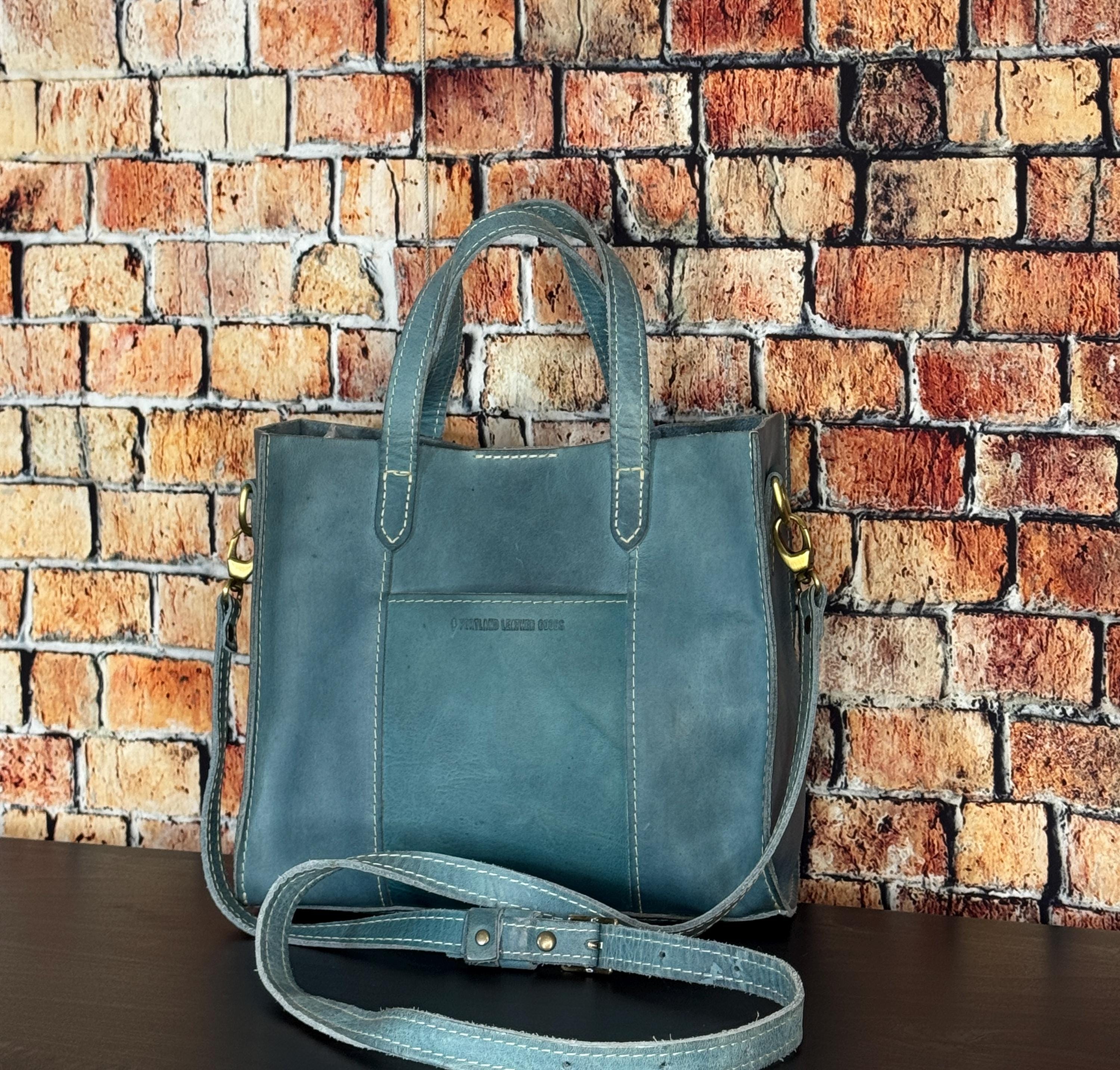 Portand Leather Goods Lola Aqua Crossbody Tote - Etsy
