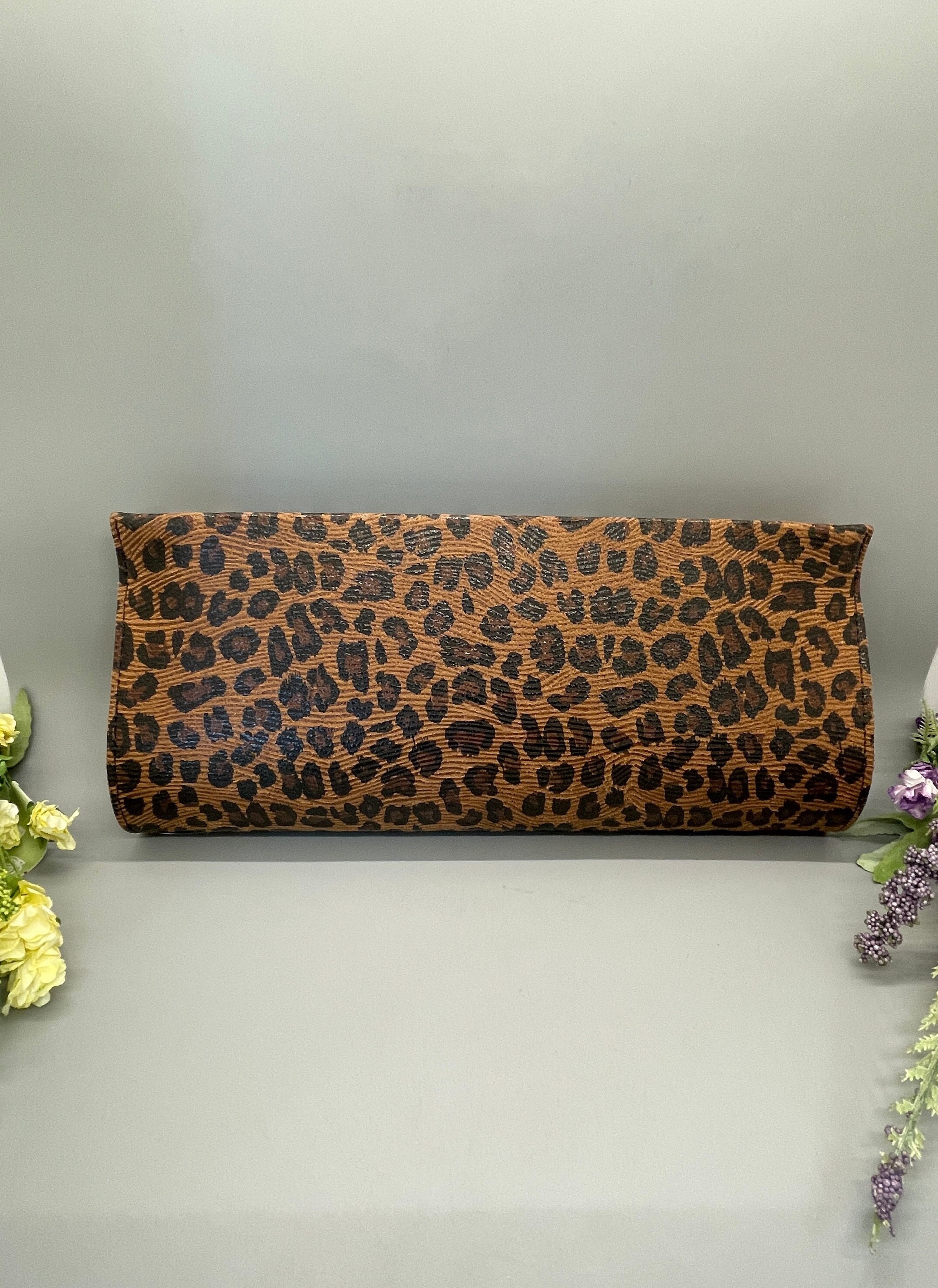 Jaguar Print Genuine Calf Hair Leather Foldover Clutch – The