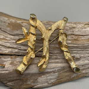 Vintage Sarah Coventry &quot;M&quot; Tree branch brooch