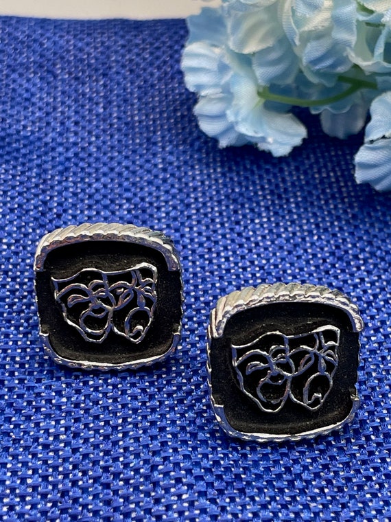 Vintage Black and Silver Theater cufflinks - image 5