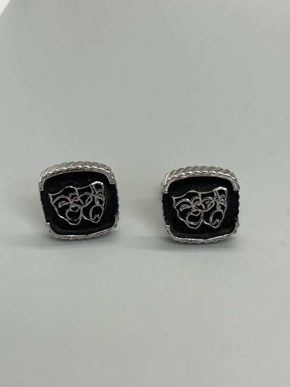 Vintage Black and Silver Theater cufflinks - image 1