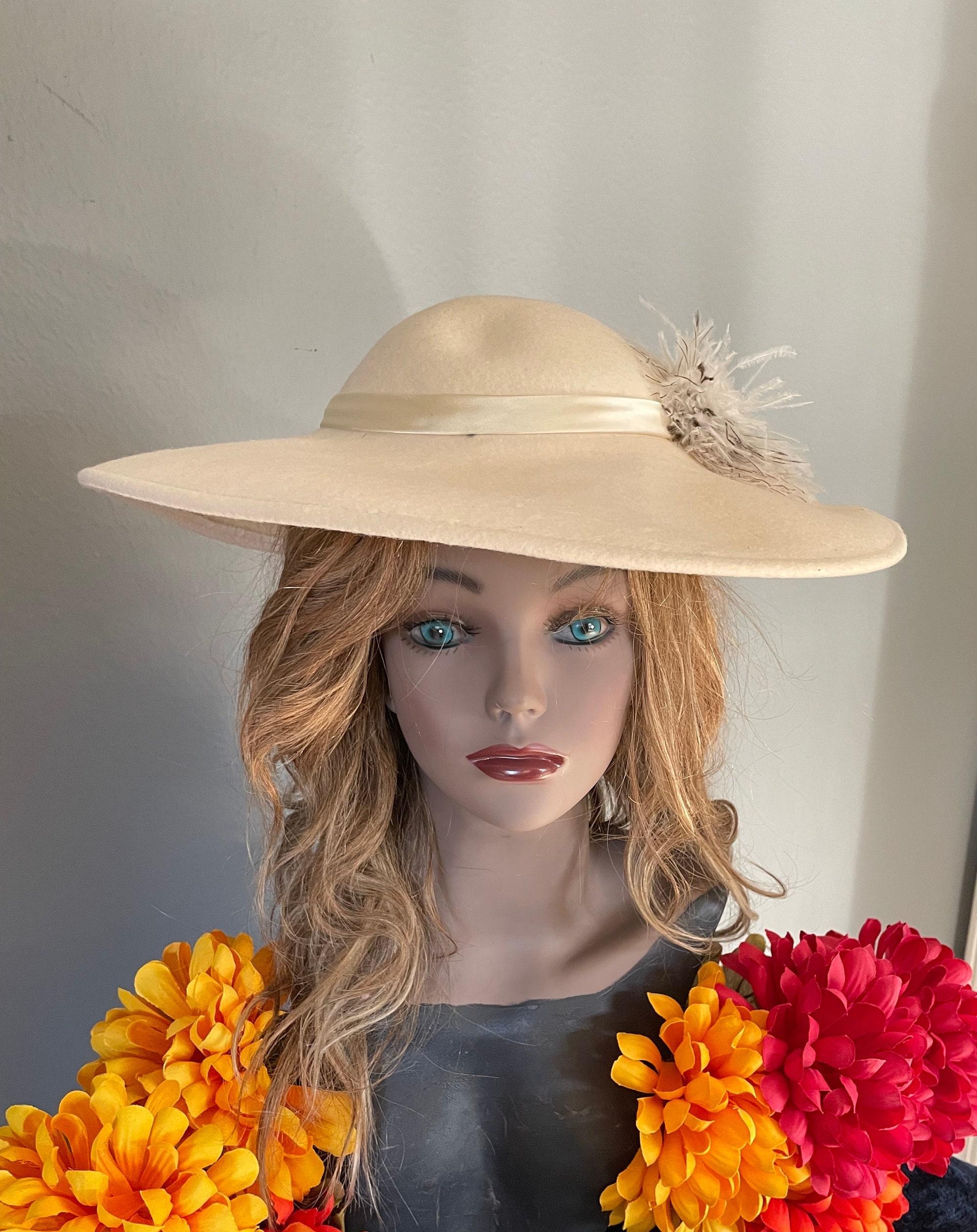 Wide Brim Cream Doeskin Wool Hat 