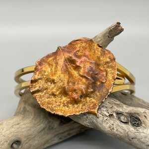 Vintage Copper Leaf cuff bracelet