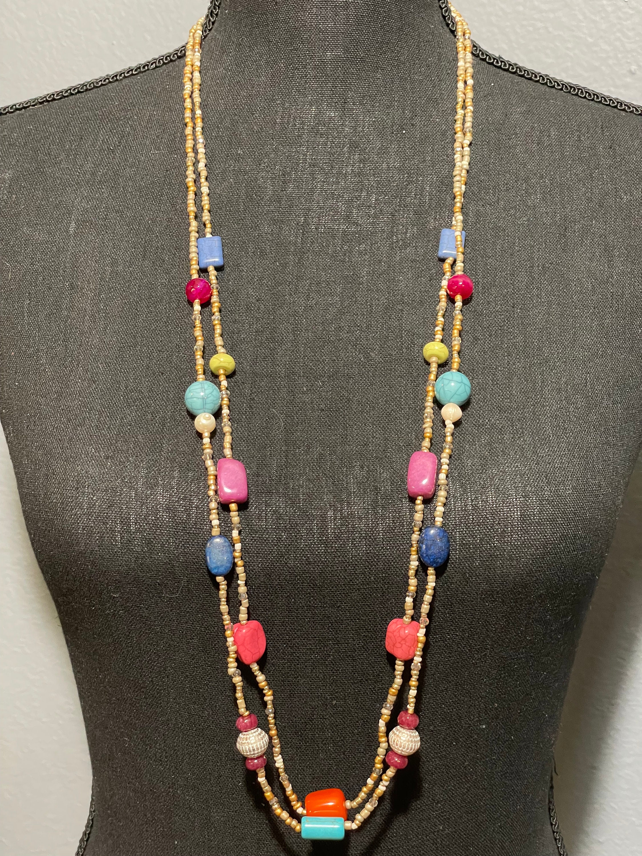 Chicos Multi- Strand, Multi-color Beaded Necklace - Etsy