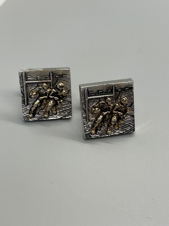 RARE FIND - Vintage football cufflinks silver and… - image 2
