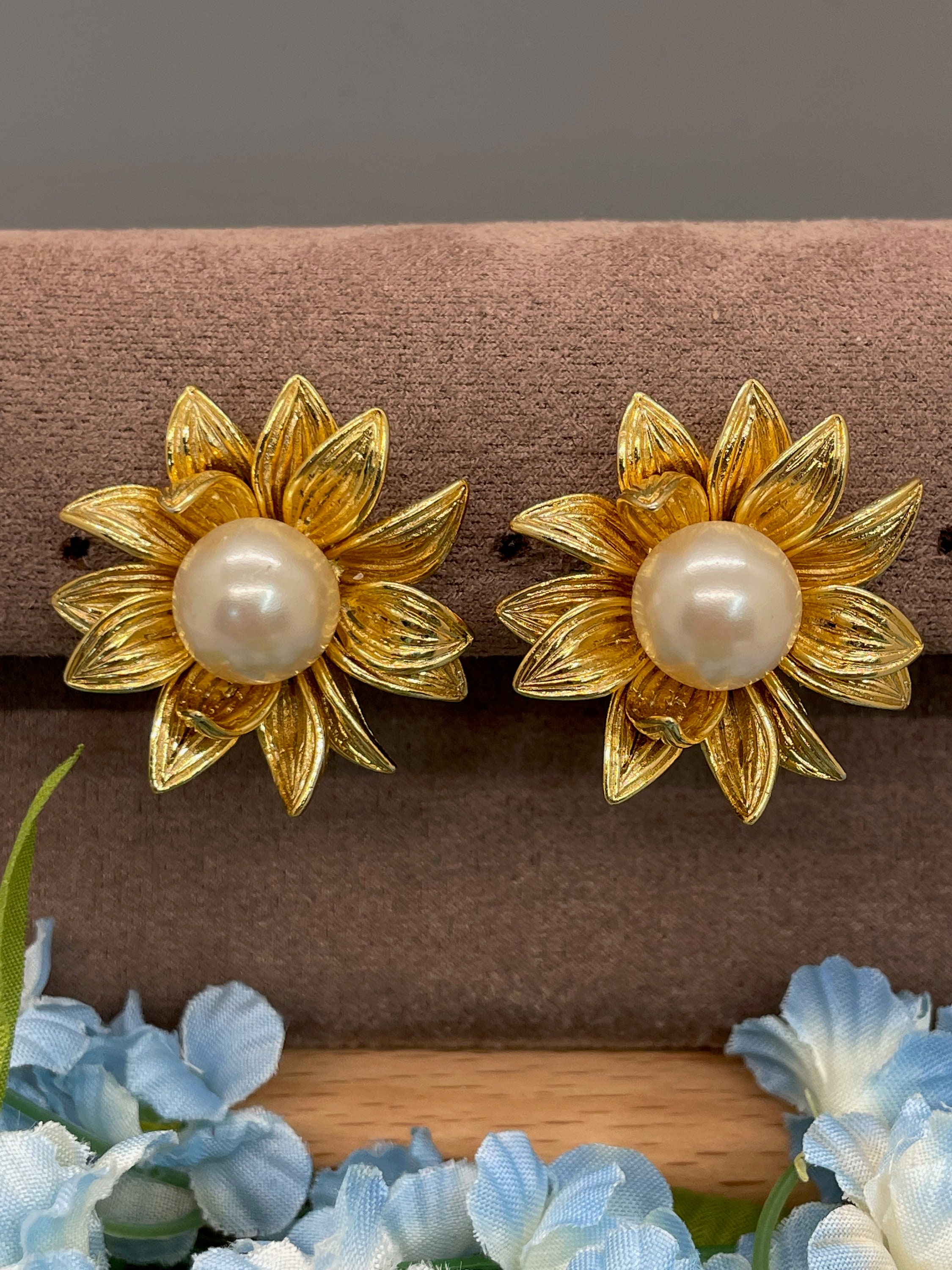 トリプルリボンのバレッタ ＊フレンチブルー×アイスブルー＊フラワー