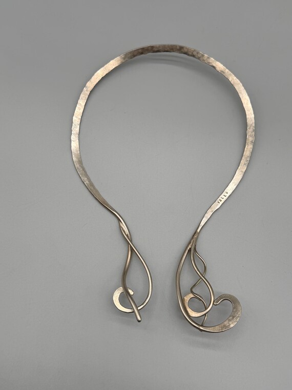 Salla Silver Hammered Artisan Statement Necklace - image 6