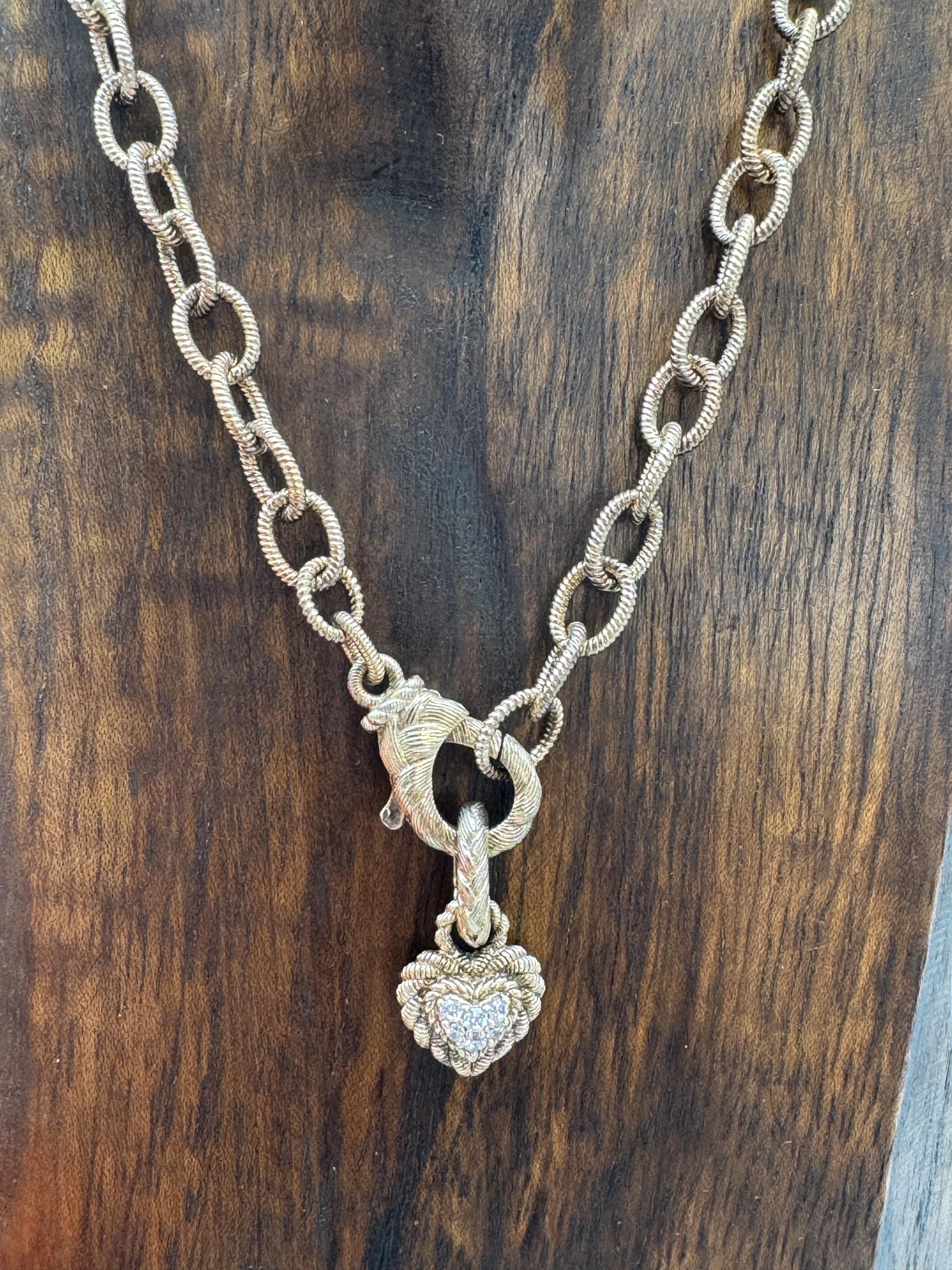 Judith Ripka Link Necklace With a CZ Heart Charm - Etsy