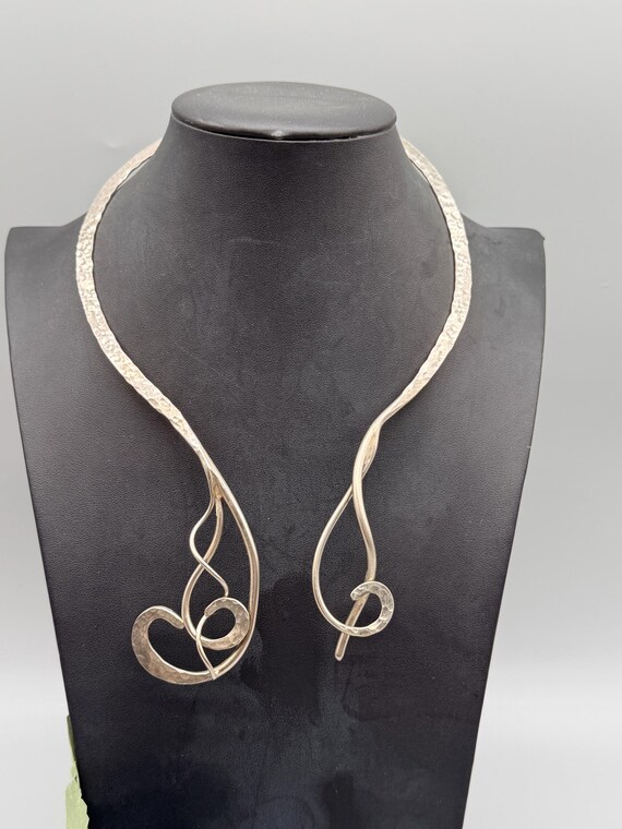 Salla Silver Hammered Artisan Statement Necklace - image 1