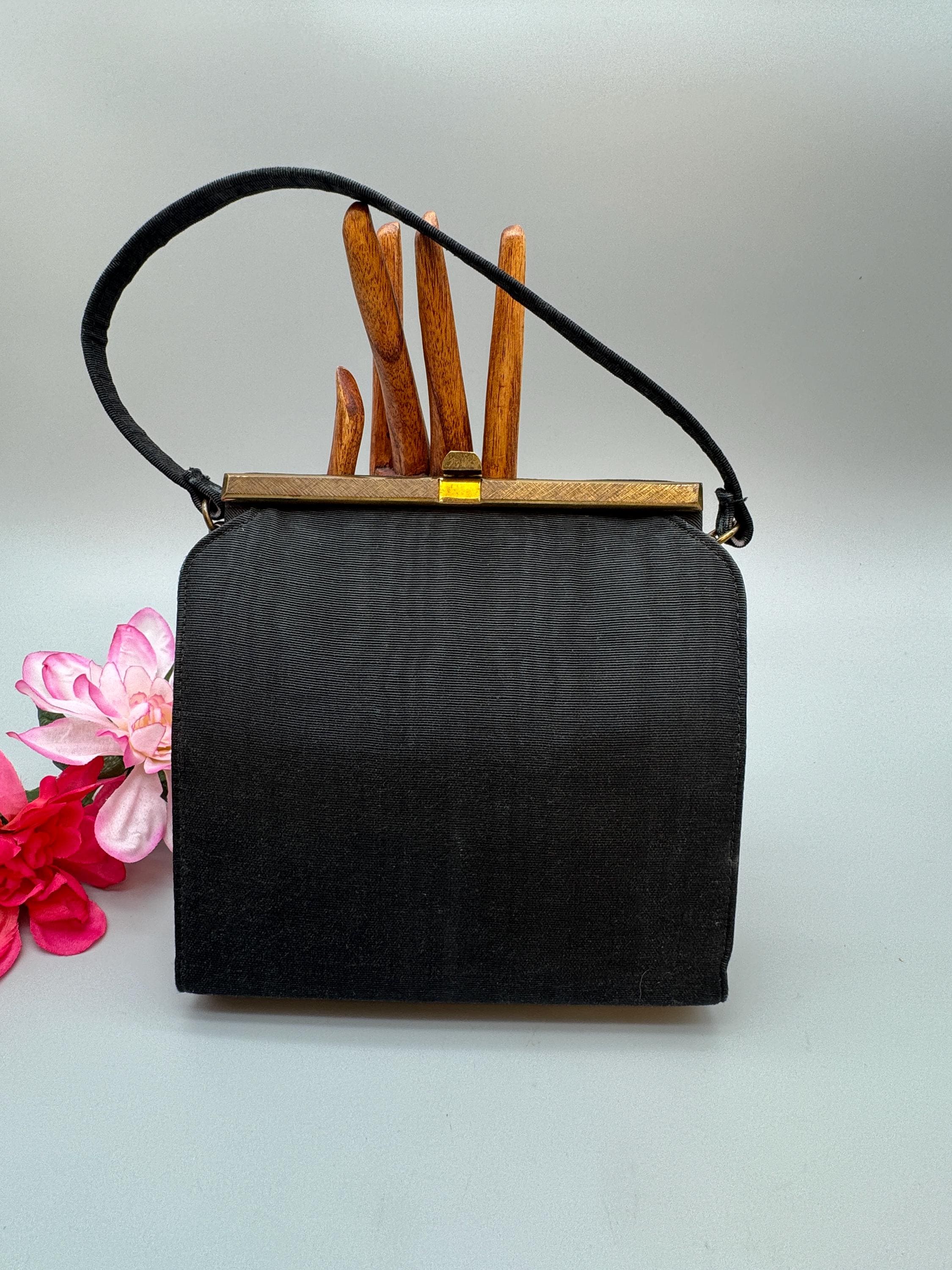 1950s Bobbie Jerome Black and Gold Handbag - Etsy