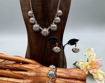 Parure de bijoux Art of Gold de Brighton : collier, bracelet et boucles d'oreilles en étain