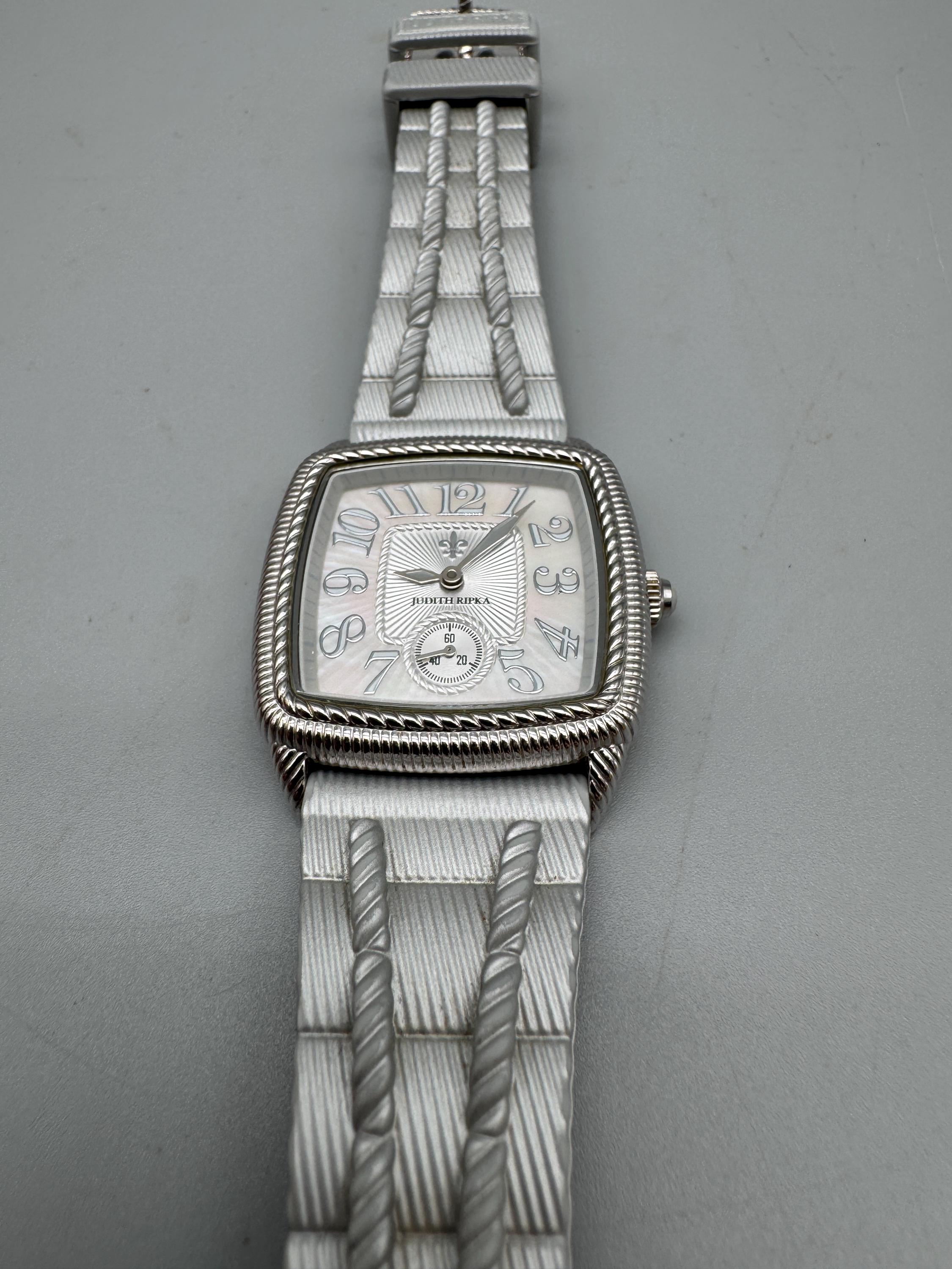 Judith Ripka Stainless Steel and Mother of Pearl Watch with Silicone Silver Band Judith Ripka WOMEN main image 3