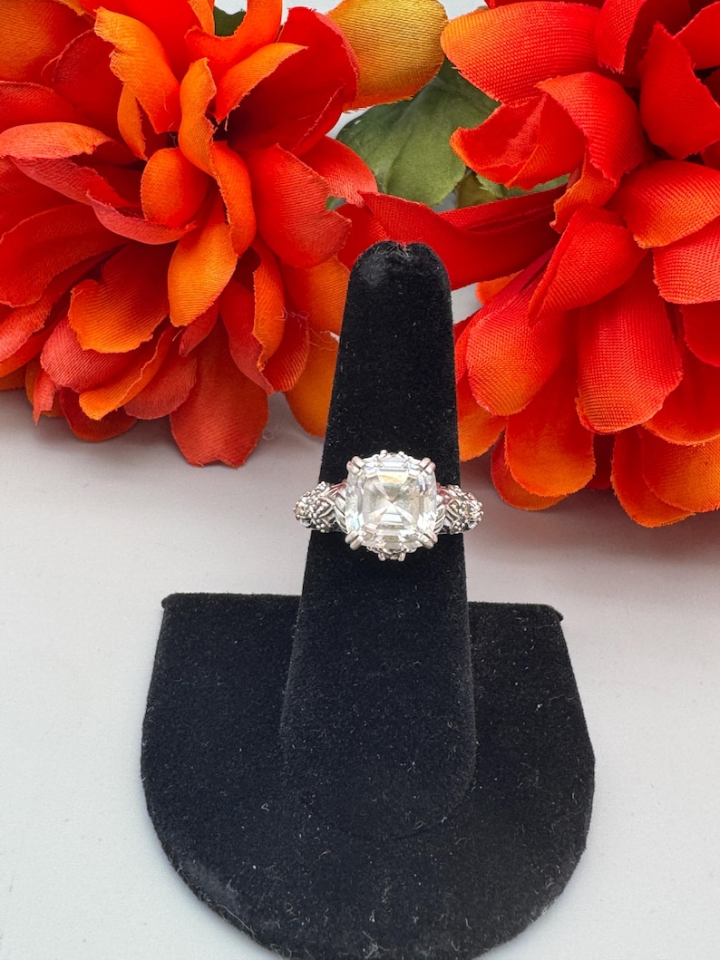 Judith Ripka Sterling Silver Cubic Zirconia Ring: Asscher Cut Fleur De ...