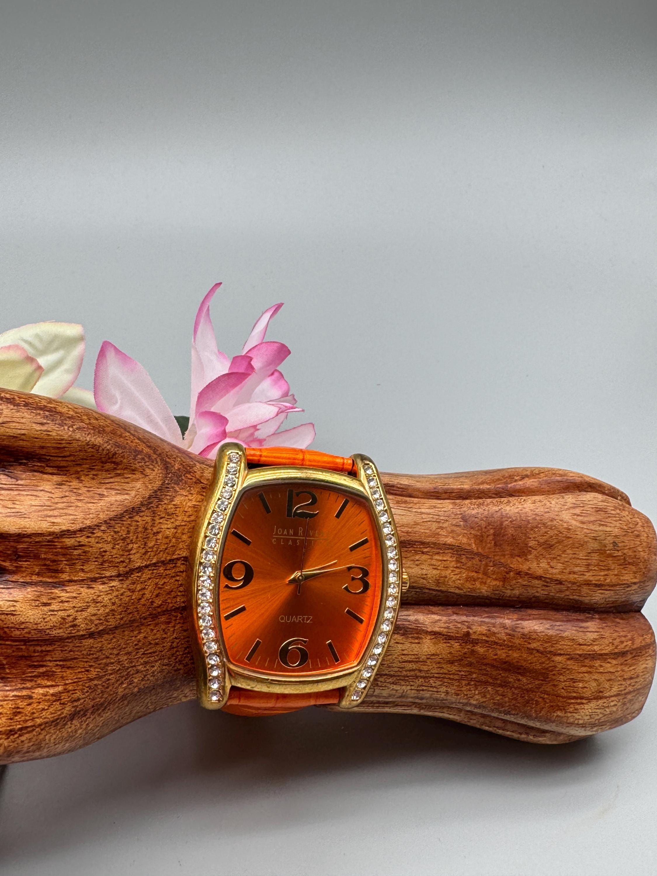Joan Rivers Classic Collection Orange Faux Alligator Leather 