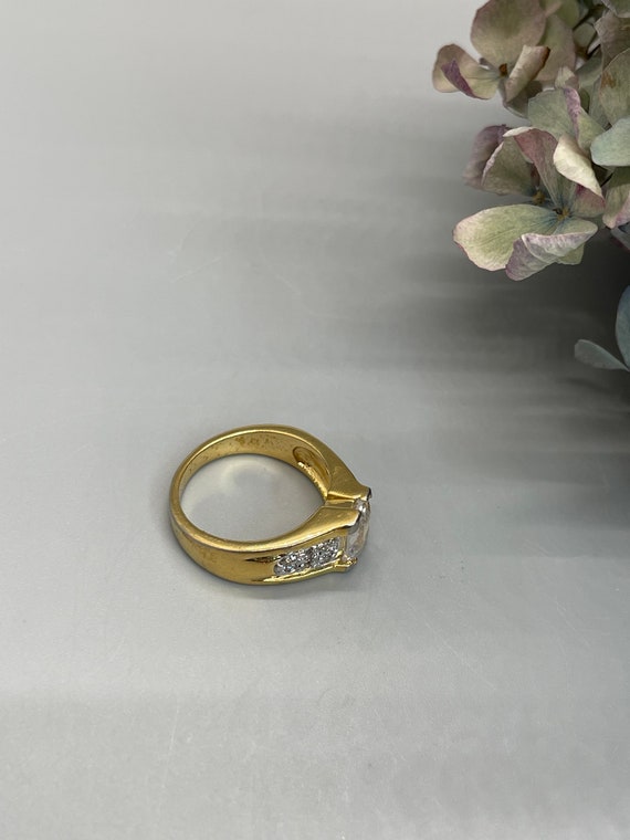 Emerald Cut Statement Ring with CZ Accents, Size 7 - image 6