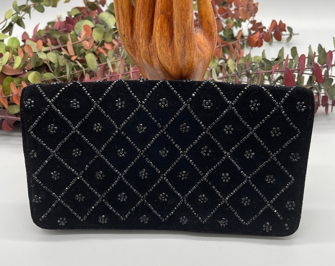 Vintage Magid Black Velvet Evening Clutch Etsy