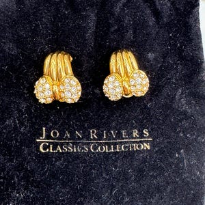 IOB - Orecchini vintage con fiocco in strass di Joan Rivers e custodia in velluto