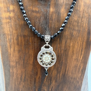 RETIRED - Brighton Jet Set Black Facet Beaded Necklace with Reversible Pendant image 1