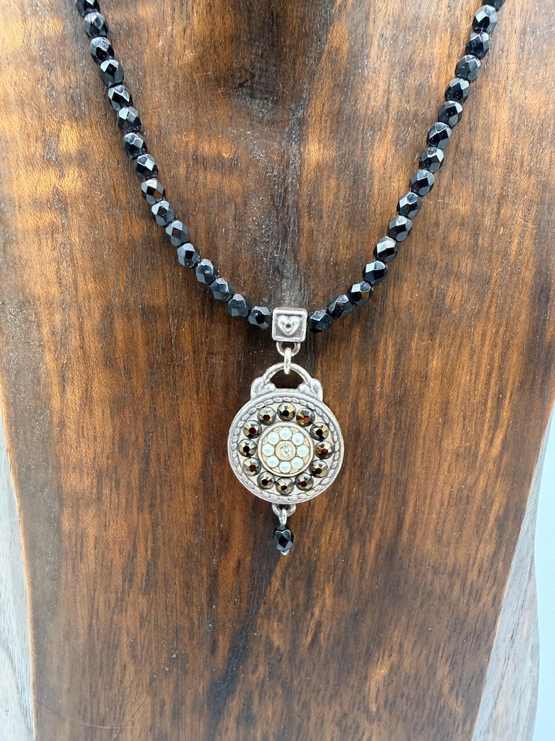 RETIRED - Brighton Jet Set Black Facet Beaded Necklace with Reversible Pendant image 1