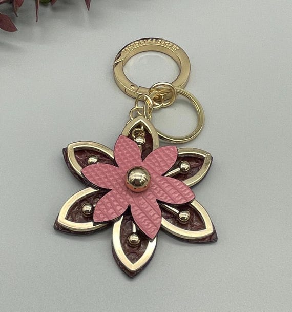 LIKE NEW - Victoria's Secret Leather Flower Bag Charm Burgundy