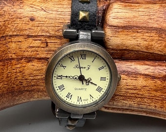 Montre fine classique vintage en cuir véritable