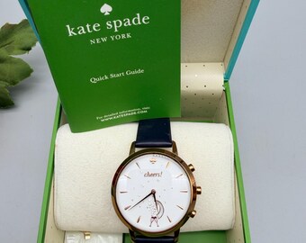 Kate Spade Pearl Watch Gold Trim, Black Clock Face W Leather  display picture 1