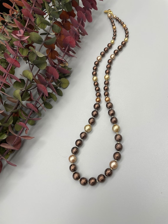 Vintage Lydell NYC 24 Gold Brown and Bronze Beaded Necklace