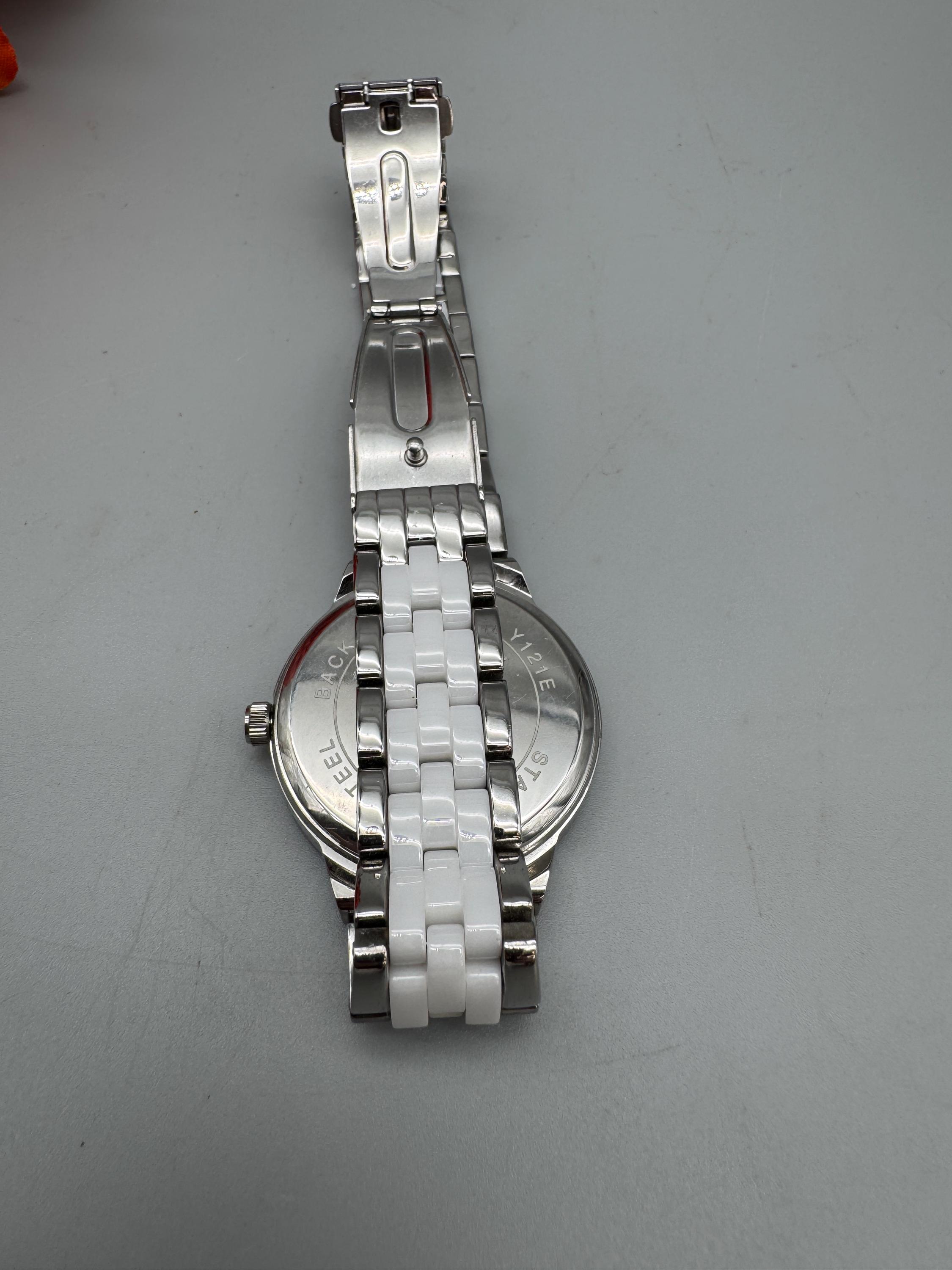 Anne Klein Swarovski Crystal White Ceramic Anne Klein New York Ceramic Watch With Swarovski Crystals in  main image 2