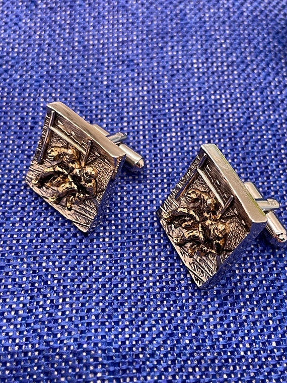 RARE FIND - Vintage football cufflinks silver and… - image 7