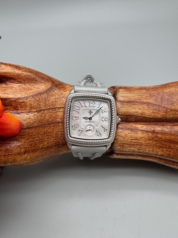 Judith Ripka Mother of Pearl Dial Stainless Steel Silver Silicone