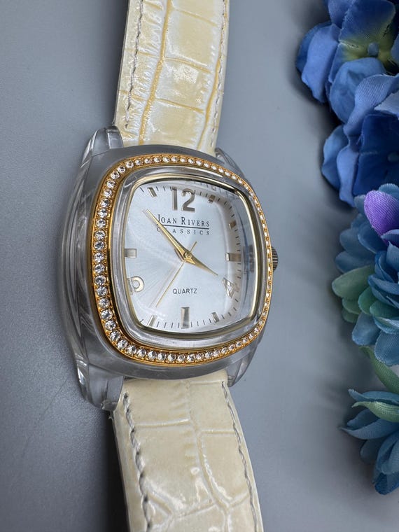 Joan Rivers Classics Womens Wristwatch White Leather Band Joan Rivers Classic Quartz Watch White Womens Leather | eBay main image 4
