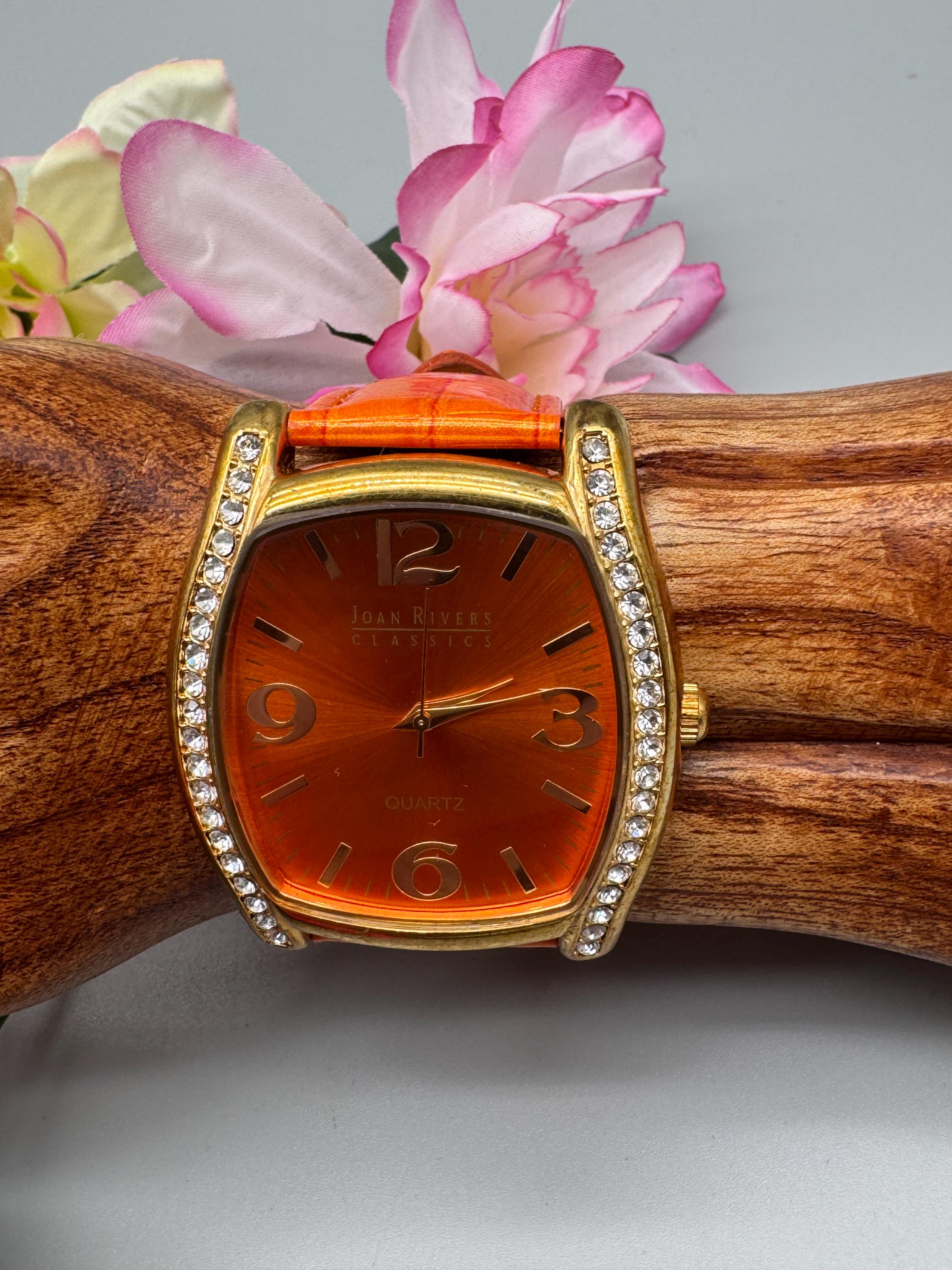 NEW Vintage Joan Rivers Classics Embossed Red Croc. Red Leather Keychain Watch Joan Rivers Classic Collection Orange Faux Alligator Leather  main image 4