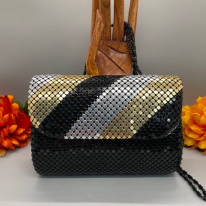 Bolsa de noite vintage Art Déco com lantejoulas metálicas