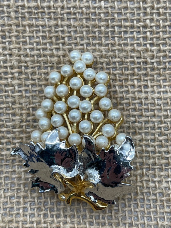 Vintage Faux Pearl Statement Brooch, circa 1960s - image 4