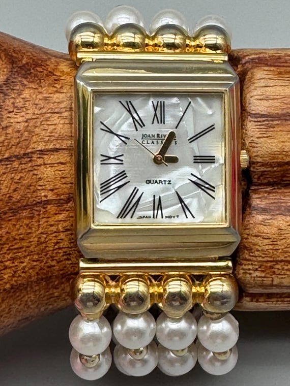 Vintage Joan Rivers Classics Quartz Gold Tone and White Faux Pearl Watch Joan Rivers Classics Quartz Wristwatch White Face Faux  main image 3