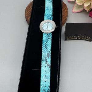 NEW Joan Rivers Classics Blue Rhinestone‎ Bezel Watch Black Box Leather Strap Joan Rivers Classics Collection Watch Blue Rhinestones V377  main image 3