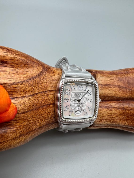 Judith Ripka Mother of Pearl Dial Stainless Steel Silver Silicone