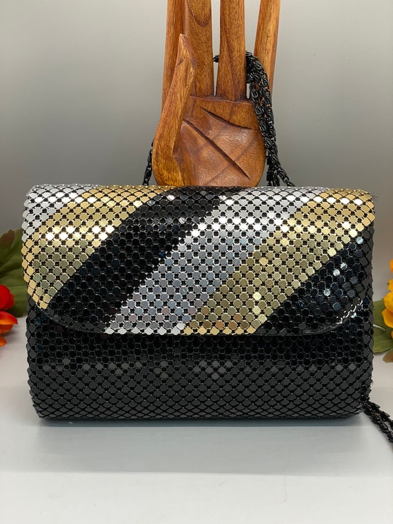 Vintage Art deco Metallic sequin evening bag - image 3