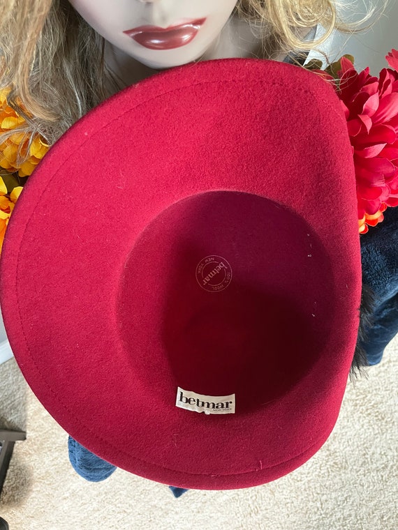 Vintage Betmar Red Renaissance wool hat with blac… - image 8