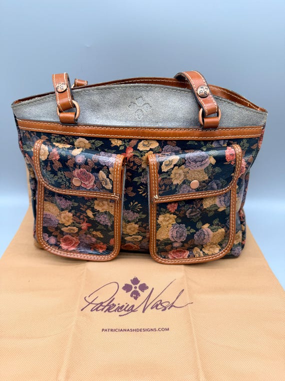 Patricia Nash Denim Fields Leather Satchel
