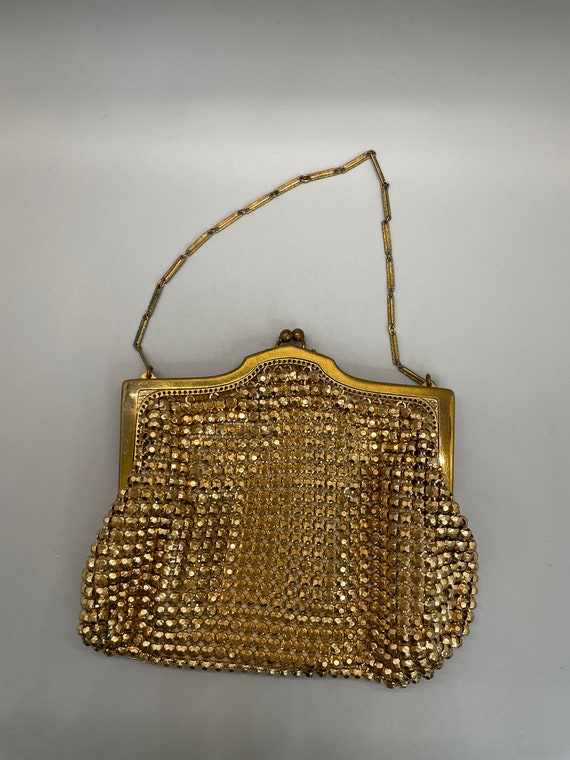 Vintage Whiting & Davis gold mesh evening bag cir… - image 2