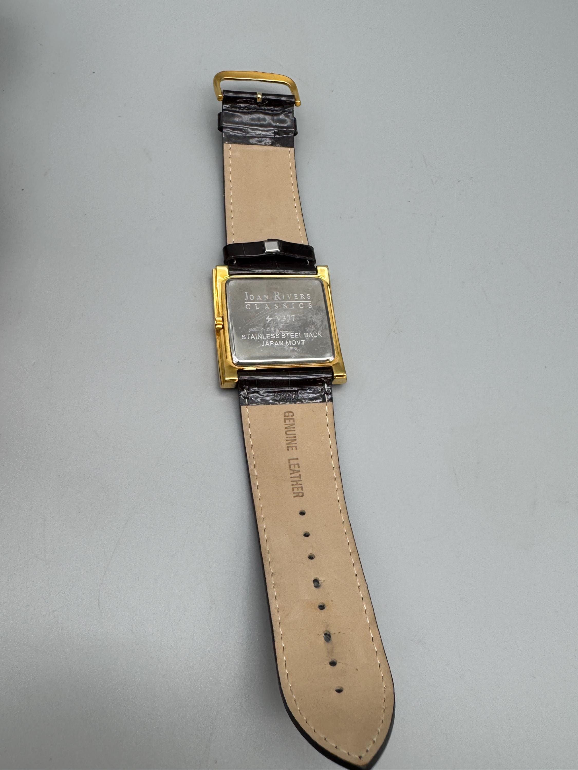 NEW - Joan Rivers Classic Collection Black Leather Watch 