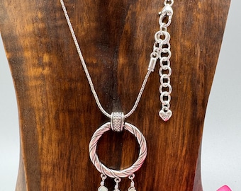 Brighton Meridian Circle pendant with 3 soft green teardrops