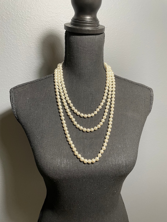 36" platinum 8mm pearl necklace