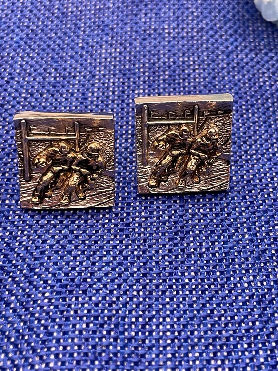 RARE FIND - Vintage football cufflinks silver and… - image 3