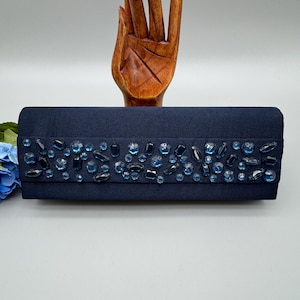 NWT -  Bijoux Terner Navy Blue Beaded Evening Bag
